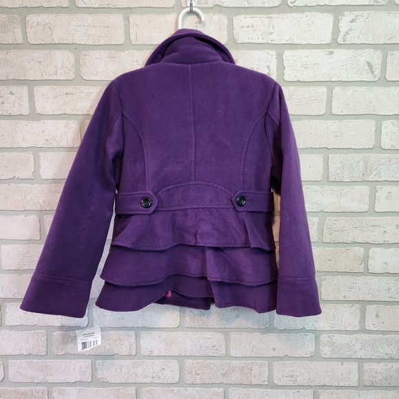 Girls Purple Coat Dressy Ruffled Button Down Collared Coat Size M 5/6 NWT - Picture 10 of 12